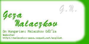 geza malaczkov business card